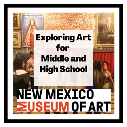 Exploring Art for Middle and High School. Painting of people in room. New Mexico Museum of Art.